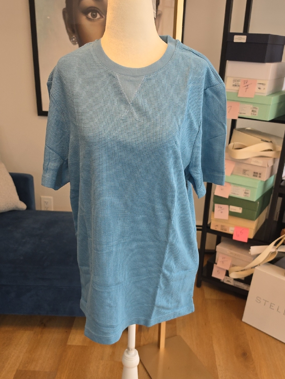 Light Blue Waffle Knit Crewneck Tee